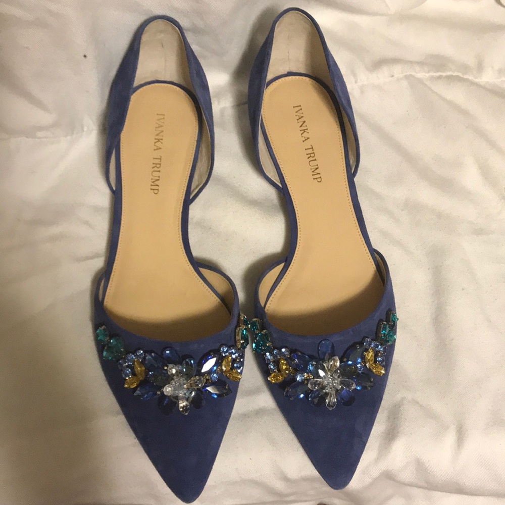 Embellished cobalt blue flats